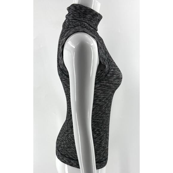 Postmark Anthropologie Top Size Medium Gray Marled Ribbed Sleeveless Turtleneck - Picture 4 of 8
